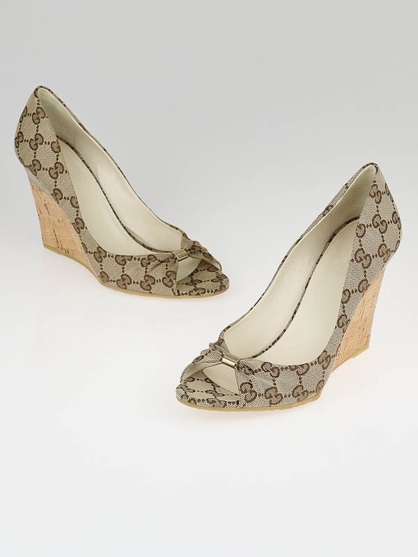 Gucci Monogram Cork Wedges 