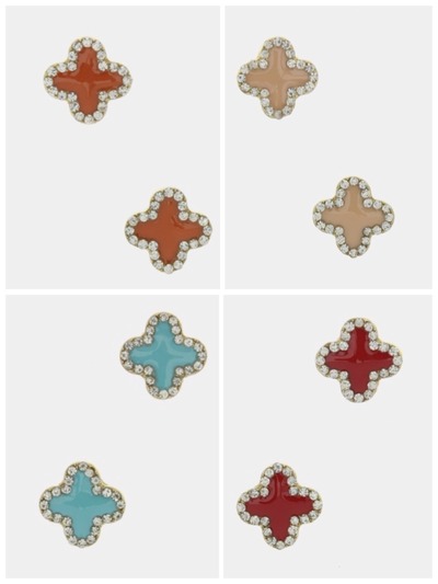 Crystal Detail Clover Earrings