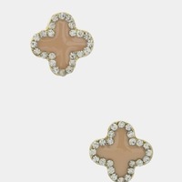 Crystal Detail Clover Earrings - Thumbnail 2