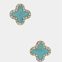 Crystal Detail Clover Earrings - Thumbnail 3