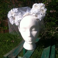 Bride Mouse ears with vail - Thumbnail 1