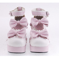 Pink Lolita Princess Bow Chunky Heel Shoes Plus Size Free Shipping SP140531 - Thumbnail 2