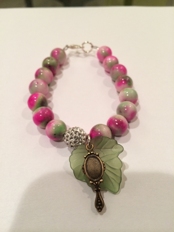 Ivy Leaf Bracelet ( Pink and Green) 