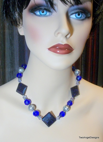 Deep Blue Goldstone Necklace