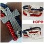 Sideway Hammered Cross Adjustable Bracelet (Red, Tan, Navy) - Thumbnail 2