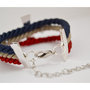 Sideway Hammered Cross Adjustable Bracelet (Red, Tan, Navy) - Thumbnail 1