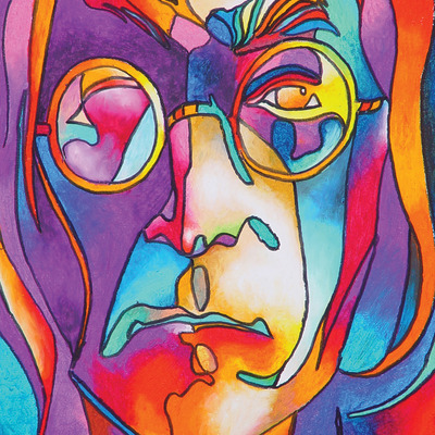 John lennon 1 12x18 art print in stained glass style