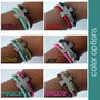 Sideway Hammered Cross Adjustable Bracelet (Turquoise, Cream, Purple) - Thumbnail 3