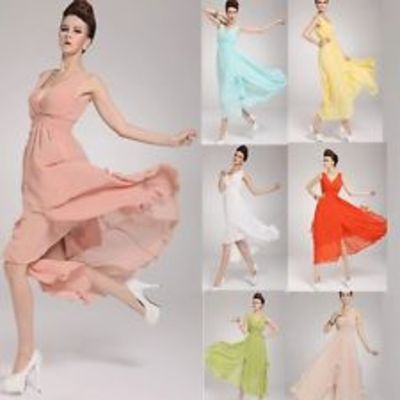  maxi chic party ball evening dance dress flounced skirt