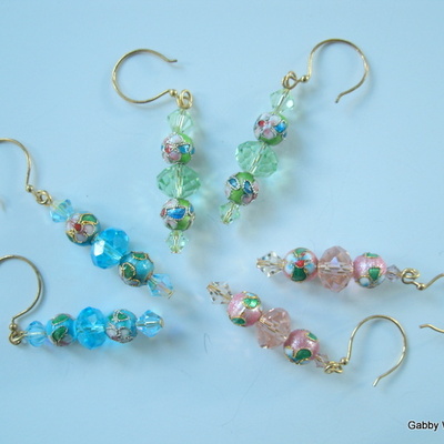 Cloisonne and crystal earrings