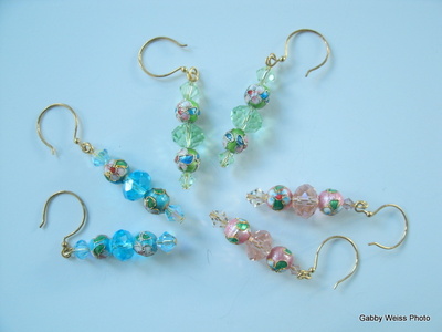 Cloisonne and Crystal Earrings