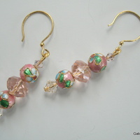Cloisonne and Crystal Earrings - Thumbnail 1