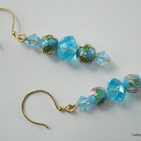 Cloisonne and Crystal Earrings - Thumbnail 2