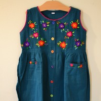 Flower Embroidered Dress Size 4-5 yrs. - Thumbnail 1