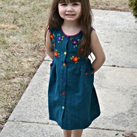 Flower Embroidered Dress Size 4-5 yrs. - Thumbnail 2