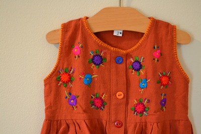 Flower Embroidered Dress Size 12-24 mos.
