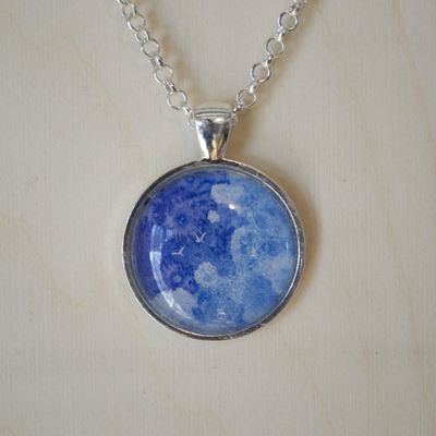 Fantasy art pendant original watercolor "dream birds"