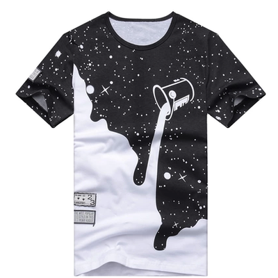 Free shipping-all over print pouring milk t shirt