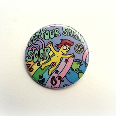 Let your spirit soar hippie homer - pinback button, magnet or clip 1.5 inch (38mm)