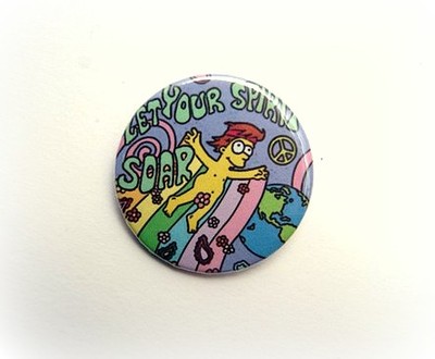 Let your spirit soar Hippie Homer - pinback button, magnet or clip 1.5 Inch (38mm)