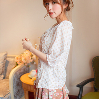 Loose Dots Half Sleeve Blouse Top Free Ship SP140556 - Thumbnail 2