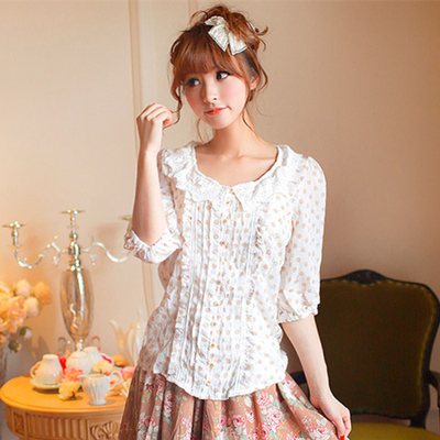 Loose dots half sleeve blouse top free ship sp140556