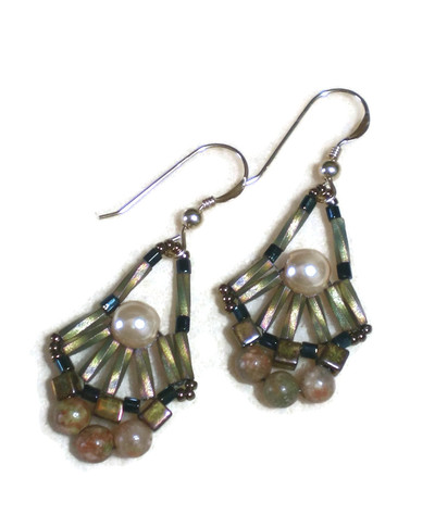 Autumn Jasper with a touch of spring earrings