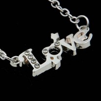 Silver Crystal Love Anklet - Thumbnail 1