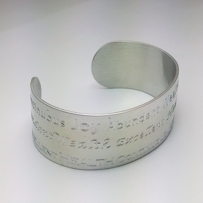  abundant wealth health joy sterling silver cuff