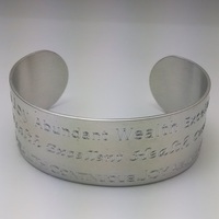  Abundant Wealth Health Joy Sterling Silver Cuff - Thumbnail 3