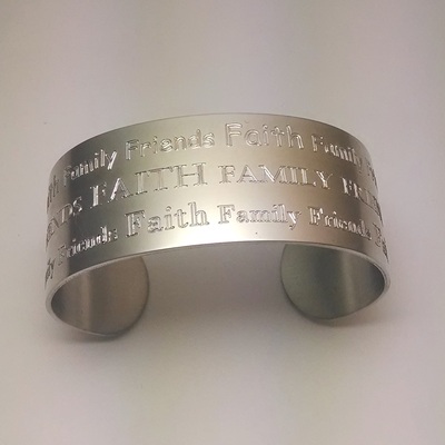 Faith family friends sterling silver cuff