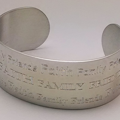 Faith family friends sterling silver cuff
