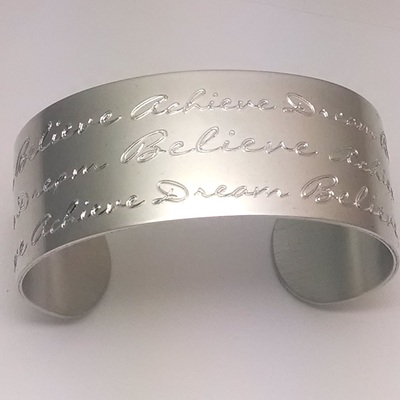 Dream believe achieve pewter cuff