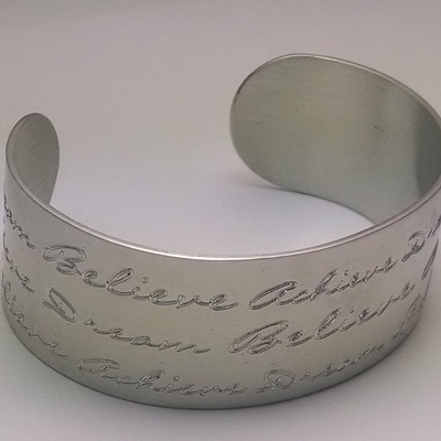 Dream believe achieve sterling silver cuff