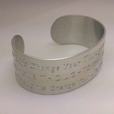 Change your thoughts change your life sterling silver cuff