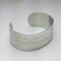 Abundant Wealth Health Joy Pewter Cuff - Thumbnail 3