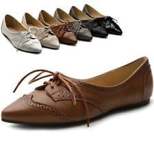 Ollio ballet pointed toe flat lace up oxford shoes