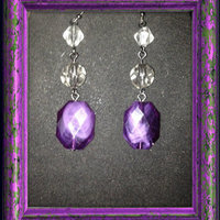 Lovely Purple and White Crystal drop Earrings. - Thumbnail 2