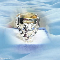 YELLOW Citrine CUSHION CUT STERLING SILVER STATEMENT RING