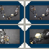 Black stone and bead necklace. Very pretty - Thumbnail 2