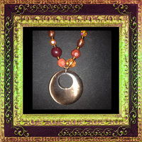 Fun brown bead/stone necklace with earrings - Thumbnail 2