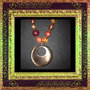 Fun brown bead/stone necklace with earrings-2