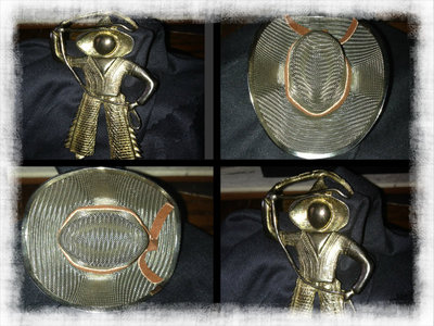 Vintage Gold Tone Cowboy and Lasso pin