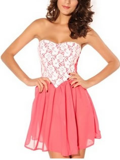 Pink blends women fashion sweetheart strapless sleeveless zipper dress one size sy-2603p 