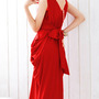 Red Women Fashion Elegant V Neck Sleeveless Long Dresses One Size FZ71456r -1
