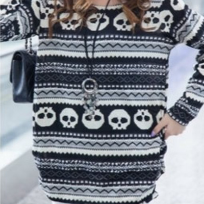 Black knitting new fashion style women round neck long sleeve casual loose sweaters one size fz72567-18b 	