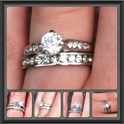 Swarovski engagement ring with accented crystals on the side / size 7