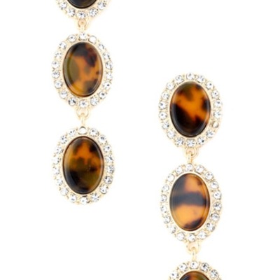 Tortoise pave trim earrings