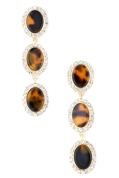 Tortoise Pave Trim Earrings