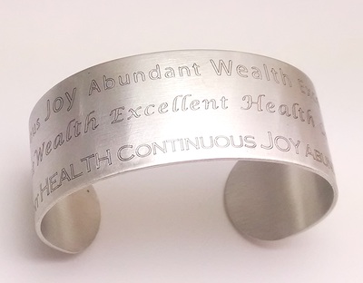 Matte Finish Pewter Cuff Abundant Wealth Health Joy 
